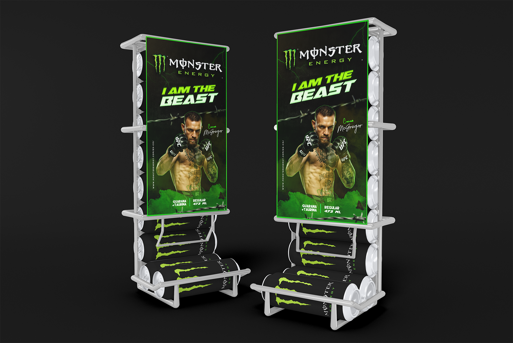 Branded Product Display Counter for Monster Energy Beverages in US Stores