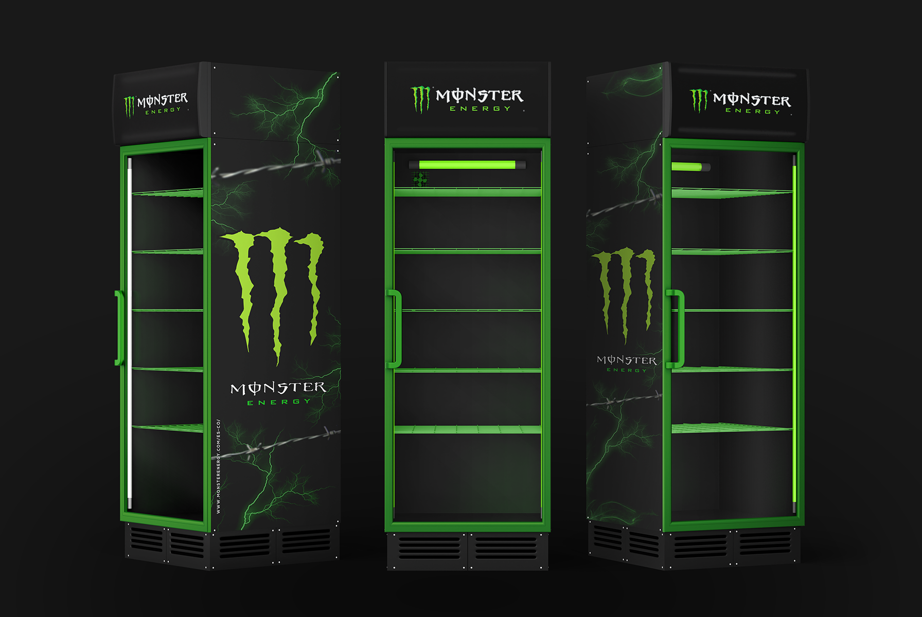 Custom Branded Refrigerator Display for Monster Energy Drinks in US Retail