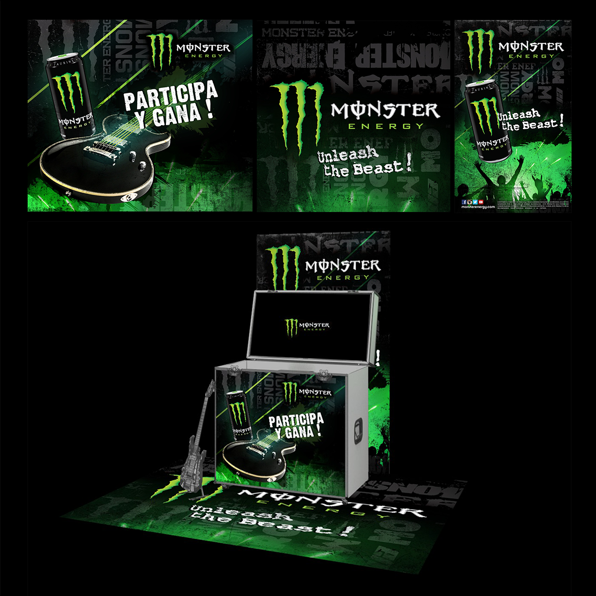 3D Render of Innovative Point of Sale Display Design for Monster Energy in US Retail