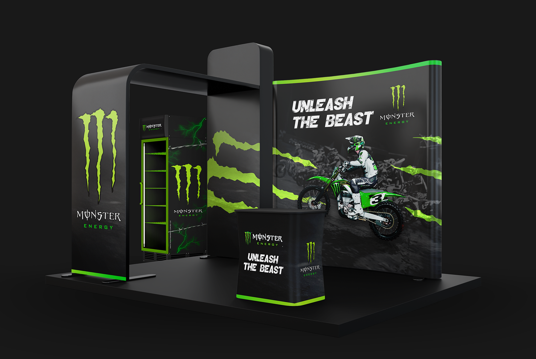 Custom Event Stand Design for Monster Energy at a US Motocross Event